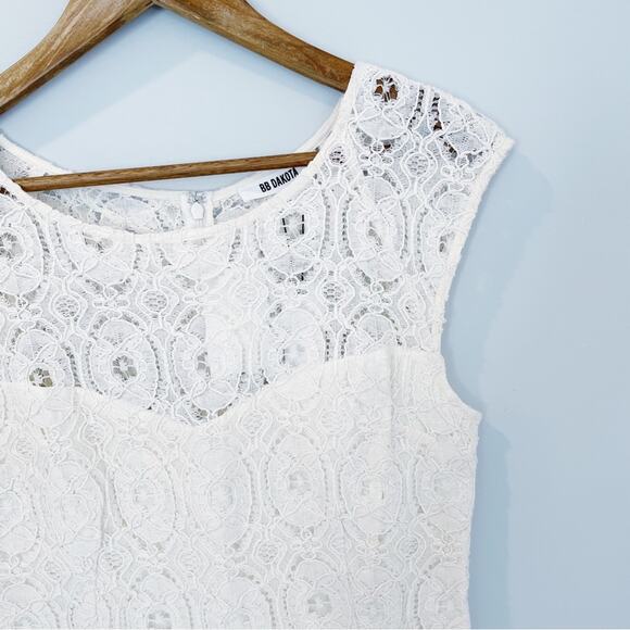 💗 3/$10 💗 BB Dakota Fit & Flare Lace Overlay Dress Ivory Size 6 NEW - Picture 3 of 15